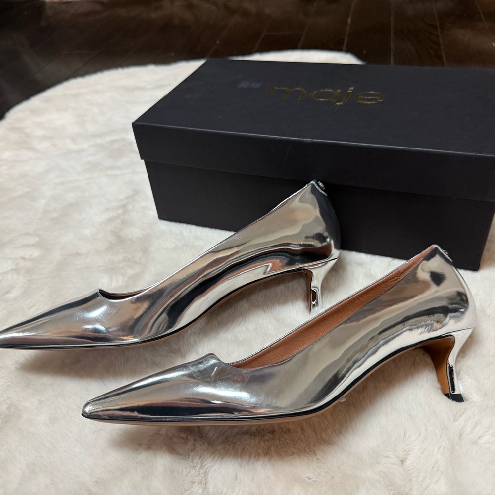 Maje Metallic Silver Heels - Picture 4 of 6